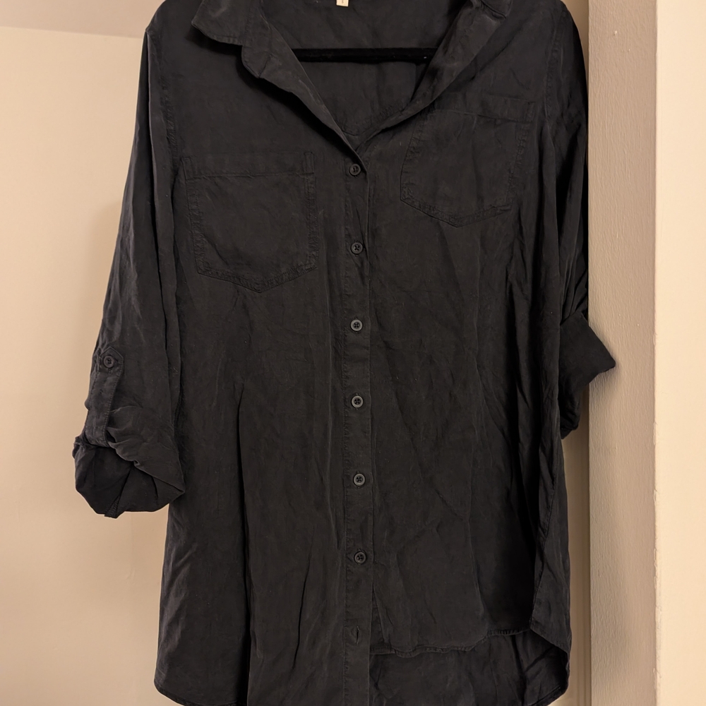 Side Stitch Charcoal Button-Up Shirt